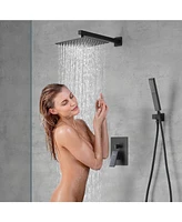 Slickblue Male Npt Bathtub Shower Faucet Set - Waterfall Tub Faucet with 12-Inch Rain Shower Head