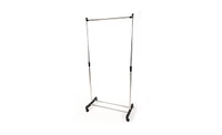 Slickblue Vertical & Horizontal Stretching Clothes Rack with Shoe Shelf - Single-Bar Stand