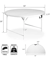 Slickblue 53" Round Portable Folding Table – Ideal Plastic Dining Table for 6-8 Guests