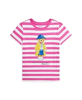 Polo Ralph Lauren Big Girls Striped Polo Bear Cotton Jersey Tee