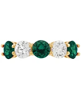 Grown With Love Lab Emerald (1-1/3 ct. t.w.) & Diamond (1 Five Stone Ring 14k Gold (Also Ruby Sa