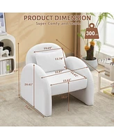 gaomon Sherpa Accent Chair, Teddy Upholstered Armchair, Modern Fluffy Reading Chair for Living Room, Bedroom, & Office Study, Mid-Century Velvet White