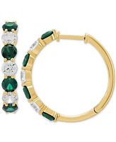 Grown With Love Lab Emerald (1-7/8 ct. t.w.) & Diamond (1-1/2 Small Hoop Earrings 14k Gold, 0.82" (Also Ruby