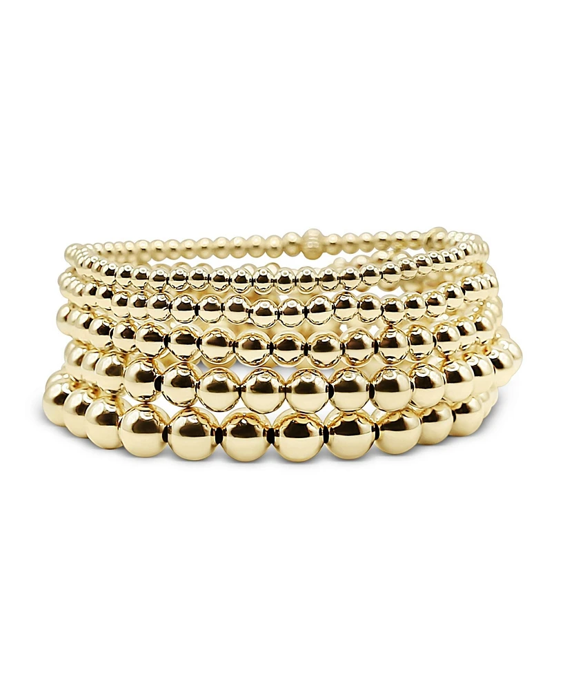 Bowood Lane Non-Tarnishing Gold filled, 3mm, 4mm, 5mm, 6mm, & 7mm Gold Ball Stretch Bracelet Stack