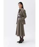 Nocturne Women's Plaid Padded Shoulder Jacket