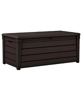 Keter Brightwood Weatherproof Resin Patio Deck Storage Box Bench (2 Pack)