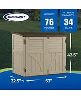 Suncast 34 Cubic Feet Horizontal Compact Storage Shed for Outdoor Spaces, Sand