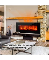 Sugift 42 Inch Electric Wall Mounted Freestanding Fireplace with Remote Control-Black