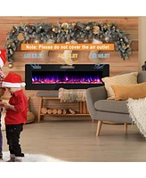 Sugift 60 Inches Ultra-thin Electric Fireplace with Remote Control and Timer Function