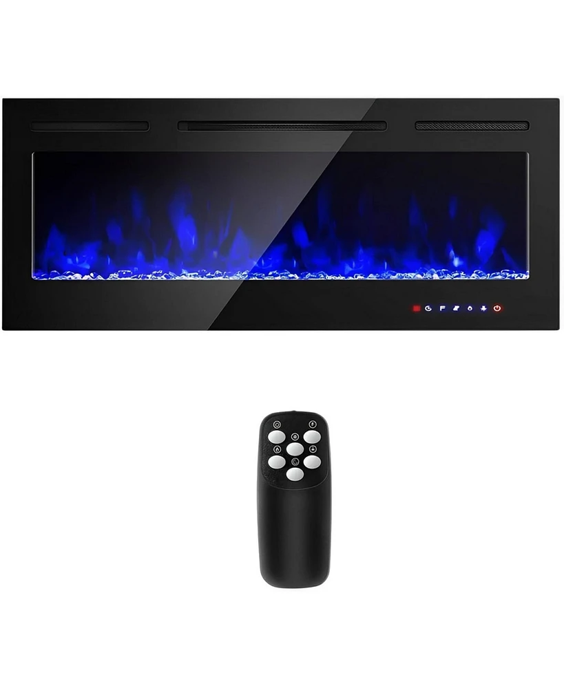 Skonyon 50 Inch Recessed Electric Insert Wall Mounted Fireplace with Adjustable Brightness