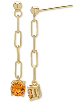 Lab Grown Blue Topaz Paperclip Link Drop Earrings (1-1/8 ct. t.w.) in 14k Gold-Plated Sterling Silver (Also available in Lab Grown Citrine)