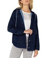 Liverpool Los Angeles Women's Hooded Denim Shirt Jacket