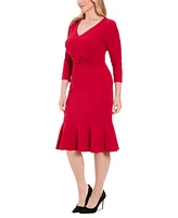 London Times Women's Twist-Front Midi Dress
