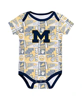 Outerstuff Newborn Navy Michigan Wolverines Sunday Comics 3-Pack Bodysuit Set