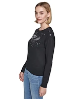 Karl Lagerfeld Paris Women's Embellished Logo Sweater