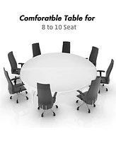 Slickblue White Outdoor Folding Table 65" Diameter - Round Plastic Dining Table for Patio