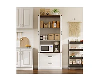 gaomon Kitchen Pantry Cabinet with Doors and Shelves, Freestanding Tall Kitchen Cabinet with Microwave Stand, Hutch Cabinet for Kitchen, Living Room
