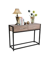 Slickblue Console Entryway Table Sofa Coffee Table with Drawers for Stylish Storage and Organization