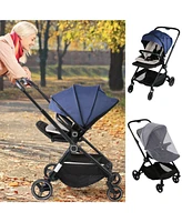 Slickblue Kids Foldable Compact Travel Stroller – Stroller with 5-Point Harness & Reversible Handle