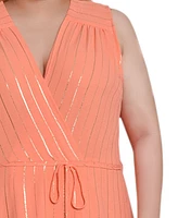 Ny Collection Plus Sleeveless Surplice Vertical Stripe Dress