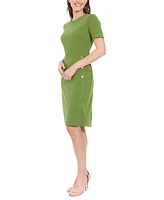 London Times Women's Button-Trim Sheath Dress