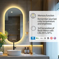 Wisfor 500 x 800mm Oval Led Bathroom Vanity Mirror with Backlit Dimmable 3 Lights Anti-fog