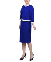 Ny Collection Petite Elbow Sleeve Colorblocked 2 Piece Dress Set