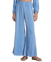 Elan Women's Stripe Smocked-Waist Wide-Leg Pants