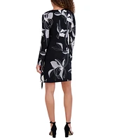 kensie Women's Printed Faux-Wrap Sheath Dress