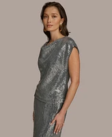 Donna Karan New York Women's Cap Sleeve Sequin Top