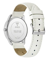 Guess Women's Analog White Genuine Leather Watch, 36mm