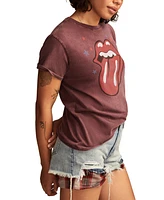 Lucky Brand Women's Cotton Rolling Stones Concert Boyfriend T-Shirt