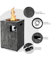 Sugift 16 Feet Square Outdoor Propane Fire Pit with Lava Rocks Waterproof Cover 30000 Btu