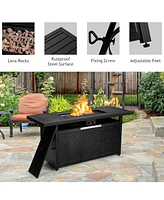 Skonyon 57 Inch 50 000 Btu Rectangular Propane Outdoor Fire Pit Table-Black