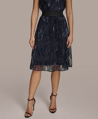 Donna Karan New York Women's Sequin Embellished Mesh A-Line Skirt