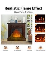 Sugift 1400W Tv Stand Electric Fireplace Mantel with Remote Control-Natural