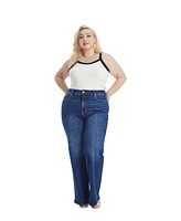 Bayeas Plus Linda High Rise Wide Leg Jeans