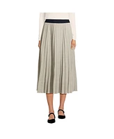 Lands' End Women's Knit Foil Pleated Midi Skirt