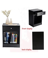 Slickblue Stylish Nightstand with Drawer and Cabinet – Modern Bedside Table Organizer for Storage