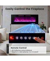 Skonyon 50 Inch Ultra-Thin Electric Fireplace with Decorative Crystals