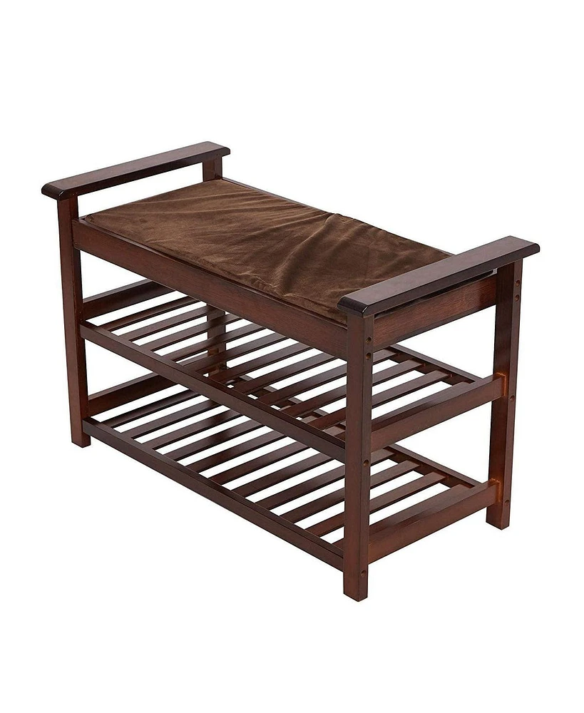 Slickblue Shoe Bench with Cushion Upholstered Padded Seat for Entryway Storage and Comfort