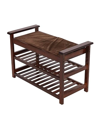 Slickblue Shoe Bench with Cushion Upholstered Padded Seat for Entryway Storage and Comfort