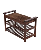 Slickblue Shoe Bench with Cushion Upholstered Padded Seat for Entryway Storage and Comfort