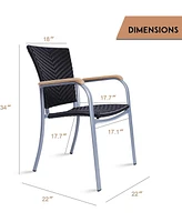 Slickblue Set of 4 Pe Wicker Patio Dining Chairs - Lightweight Stackable Outdoor Chairs with Aluminum Frame