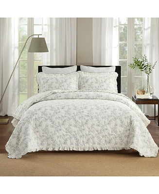 MarCielo 3-Piece 100% Cotton Oversized Ruffle Bedspread Coverlet Set Lightweight Quilt Set King