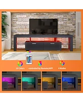 Slickblue Modern Led Tv Stand with Storage Entertainment Center Tv Cabinet with Drawer for Stylish Organization