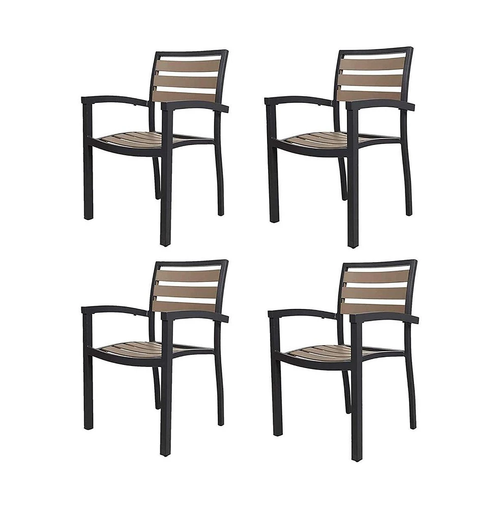 Slickblue Outdoor Dining Chair Set of 4 - Heavy Duty Stackable Aluminum Alloy Armchairs