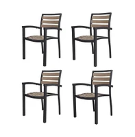 Slickblue Outdoor Dining Chair Set of 4 - Heavy Duty Stackable Aluminum Alloy Armchairs