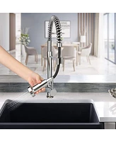 Slickblue Commercial Kitchen Faucet with Pull-Down Sprayer Durable Faucet for Professional Food Preparation and Cleaning