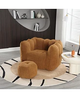 The Pop Home Soft Bean Bag Chair with Footstool, Comfortable Sofa for Gaming, Reading, and Tv-The